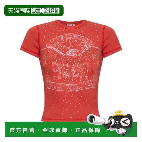 DIESEL 女士T恤 A259340QJBX42A AW2026 红色 圆领T恤