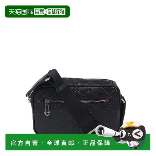 GUCCI 男士斜挎包 850242AAFOM1053 CO 黑色 GG Emblem 小号斜挎