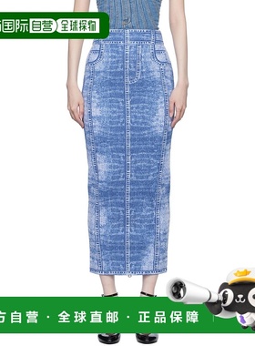 1h可退 潮奢 Balmain 巴尔曼 女士 蓝色 Denim Effect Knit 半身