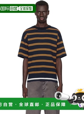 1h可退 潮奢 Marni 玛尼 男士 黑色 Seaside Stripe T 恤 GCMG040