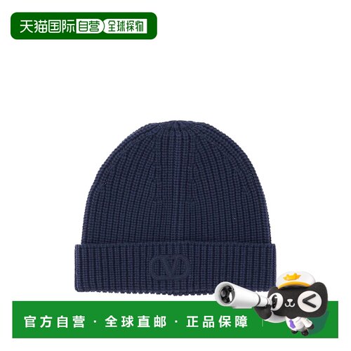 VALENTINO 男士帽子 YHB01LIND598 AW2024 黑色 徽标帽子针织帽