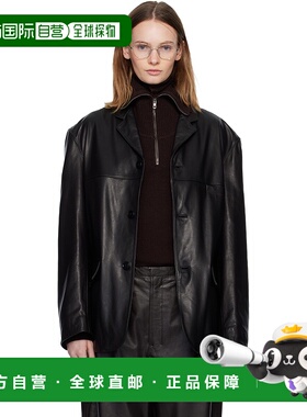 1h可退 潮奢 Lemaire 女士 黑色单排扣皮革夹克 OW1184LL0142
