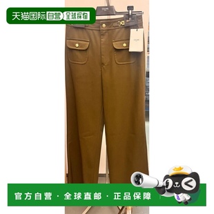 女士休闲裤 腰带环休闲裤 2P76A208R31GR 卡其色 AW2024 CELINE