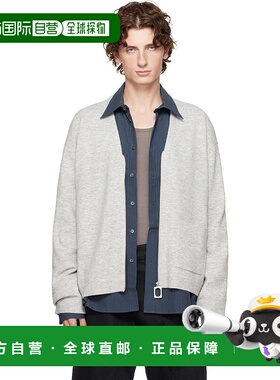 1h可退 潮奢 J.W. Anderson 男士 灰色 V-Neck Zip-Up 开衫 KW143