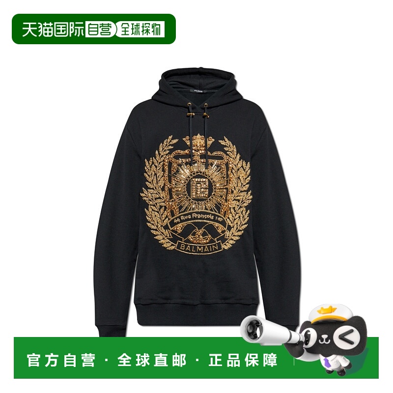 1h可退 BALMAIN 男士卫衣 FH1JS160PD09EAD AW2025 黑色