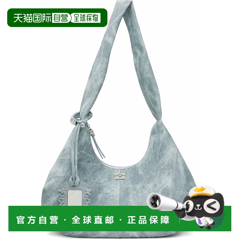 1h可退 潮奢 GANNI 甘尼 女士 蓝色中号单肩包 A6866