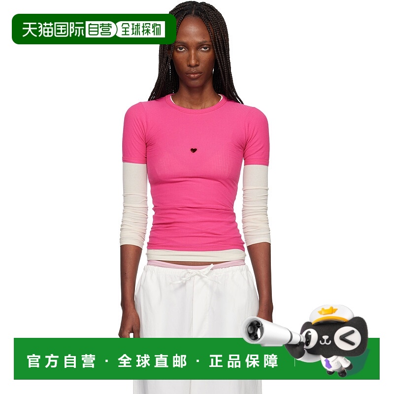 1h可退 潮奢 Baserange 女士 粉色 Heart T 恤 TTHTS