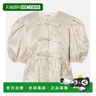 甘尼 女士 泡泡袖 1h可退 metal金属色 GANNI 锦缎上衣 舒适 潮奢