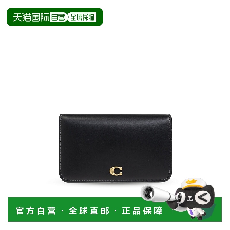 1h可退 COACH 女士卡包 CR9900B4BK CO 黑色 Leather wallet