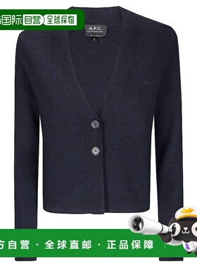 A.P.C. 女士针织衫 WVBEEF22328IAK SS2025 深蓝色 长袖V领开衫