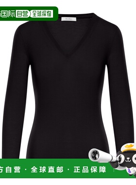 1h可退 MAX MARA 女士针织毛衣 1361135106004 SS2025 黑色 V领长