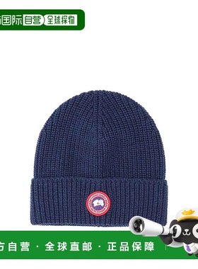 CANADA GOOSE 男士帽子 5026M151 AW2024 深蓝色 徽标贴片羊毛饰