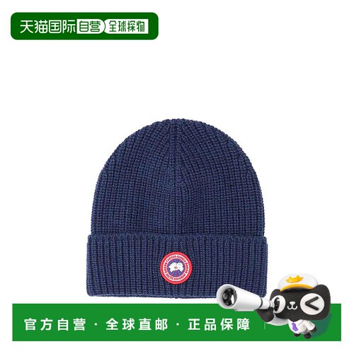 CANADA GOOSE 男士帽子 5026M151 AW2024 深蓝色 徽标贴片羊毛饰
