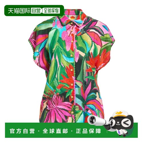 FARM RIO 女士 Blouses 花朵衬衫 Green绿色 时尚舒适亚麻