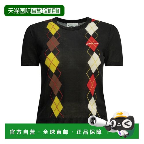GANNI 女士针织衫 A1040295099 AW2026 黑色 短袖针织衫
