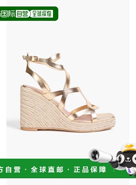 1h可退 潮奢 ZIMMERMANN 女士 金属感皮质坡跟凉鞋 5328S24GOLD