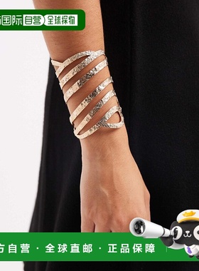 1h可退 潮奢 ASOS 女士 大号镂空设计锤痕金色色调手镯