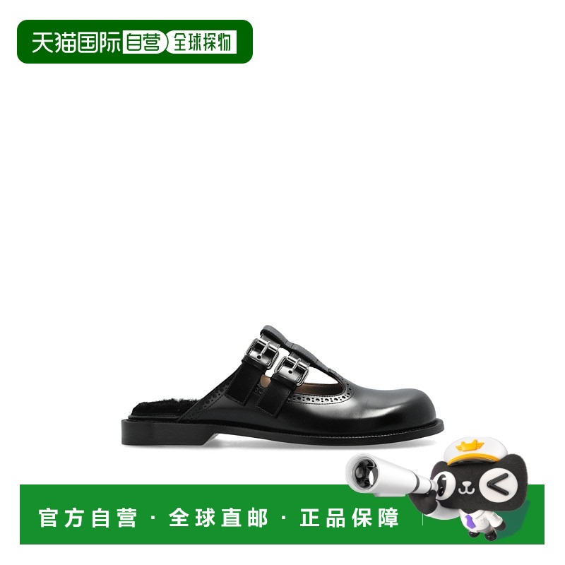 1h可退 LOEWE 女士拖鞋 LLSC379X090BLACK SS2025 黑色 Campo Sli
