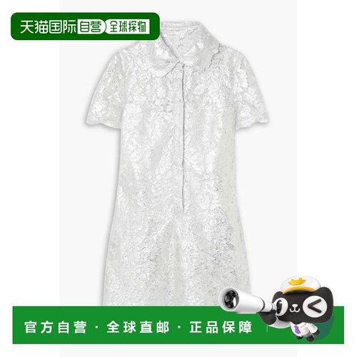 valentino 华伦天奴 女士 金属感凸纹蕾丝迷你衬衫式连衣裙 B3VAY