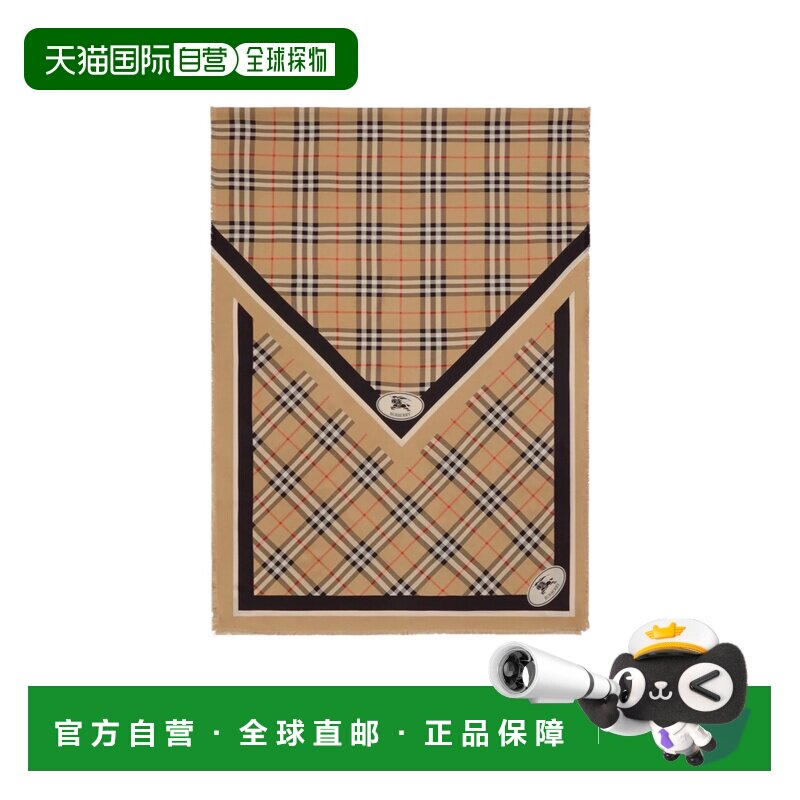 BURBERRY 女士围巾 81142251 AW2025 花色 格纹骑士印花丝巾方巾
