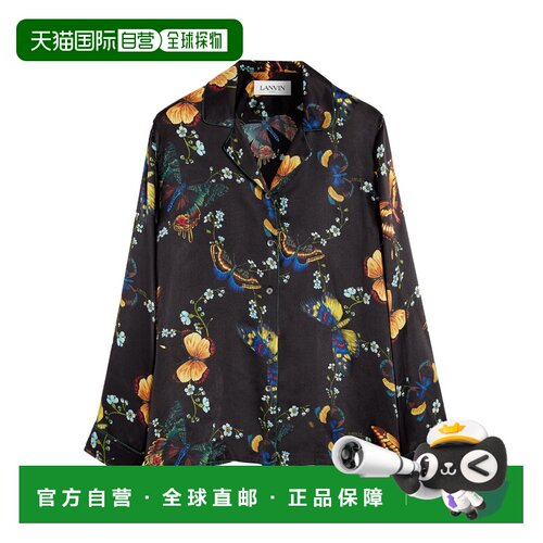 1h可退 奢淘 Lanvin 黑色logo印花衬衫 女 RWSI00025250