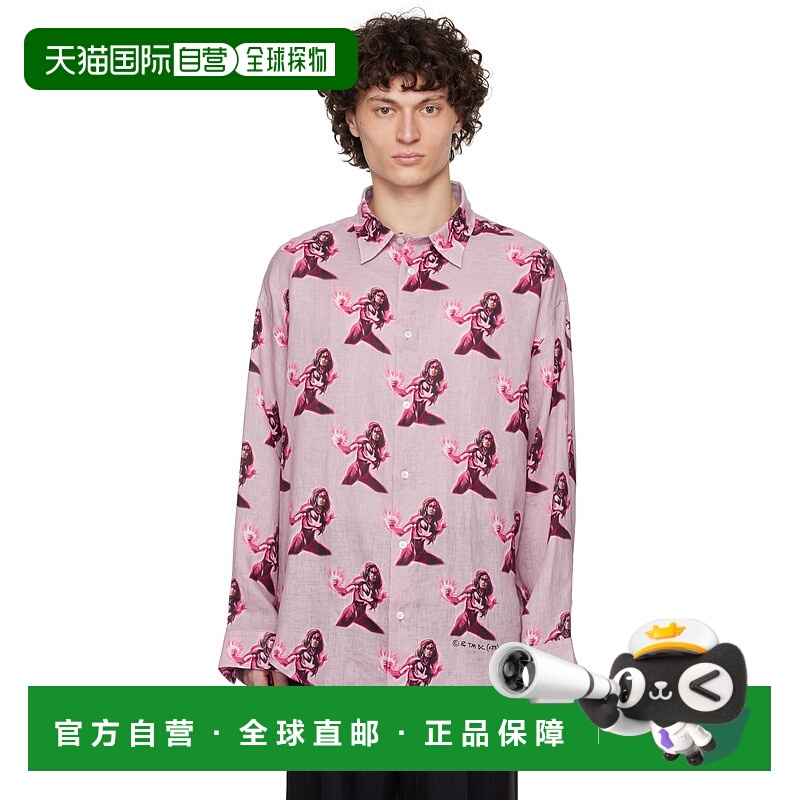 1h可退 潮奢 Acne Studios 艾克妮 男士 粉色 Printed Bu新款亚麻