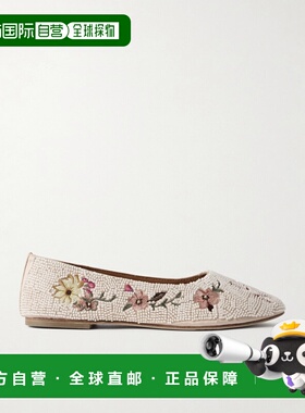 1h可退 潮奢 Staud 女士 Alba 珠饰刺绣绸缎芭蕾舞鞋 F26R3004BAD