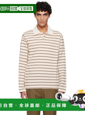 1h可退 潮奢 A.P.C. 男士 灰白色 Long-Sleeve Striped Polo 衫 C