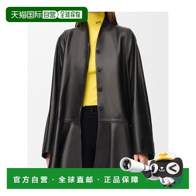 LOEWE 女士皮衣 S540Y34LAD1100 AW2026 黑色皮夹克 长袖皮大衣