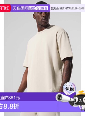 alo yoga Double Take 圆领套头纯色短袖网球T恤 男款m1224rBone