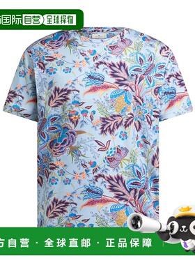 1h可退 ETRO 男士T恤 MRMA0002AK940X0880 AW2025 蓝色 印花棉质T