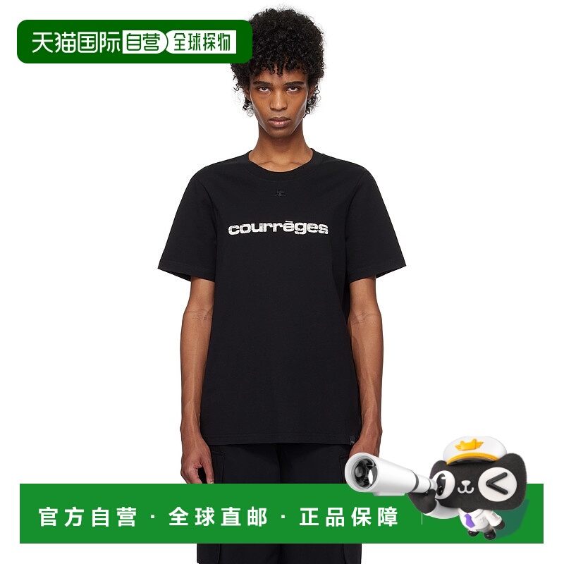 1h可退 潮奢 Courreges 男士 黑色 AC Printed T 恤 125JTS008JS0