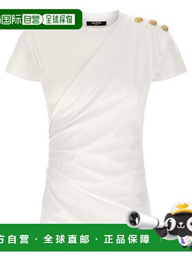 BALMAIN 女士T恤 GF1EF002BD39GAB SS2026 白色 Balmain 3 Button