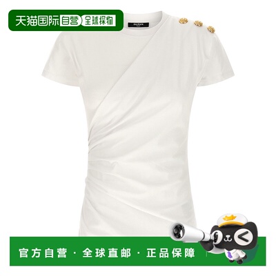 BALMAIN 女士T恤 GF1EF002BD39GAB SS2026 白色 Balmain 3 Button