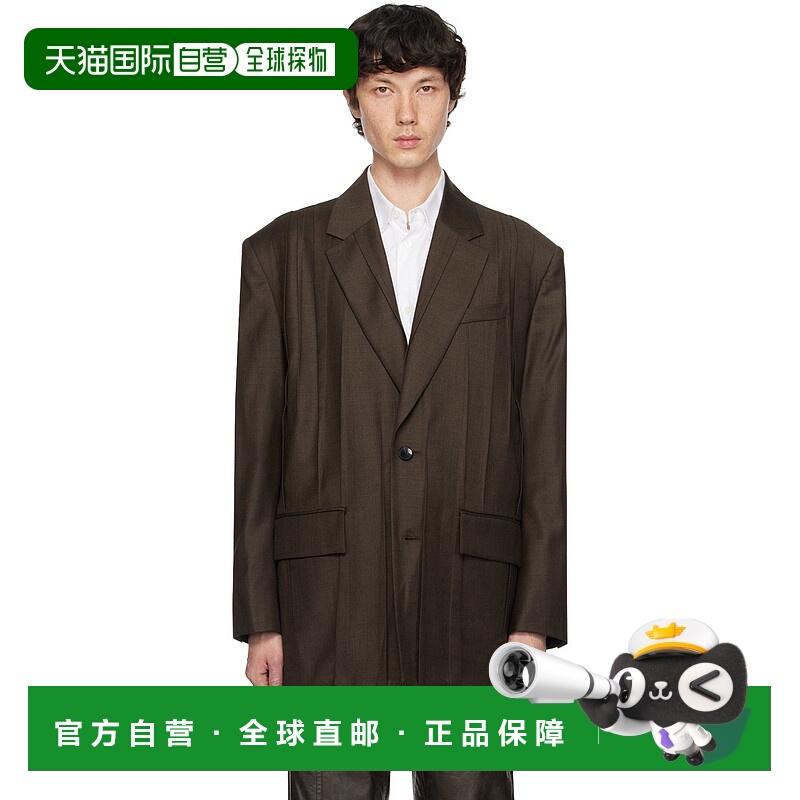 1h可退 潮奢 Feng Chen Wang 男士 棕色 Folding 西装外套 FMF18J