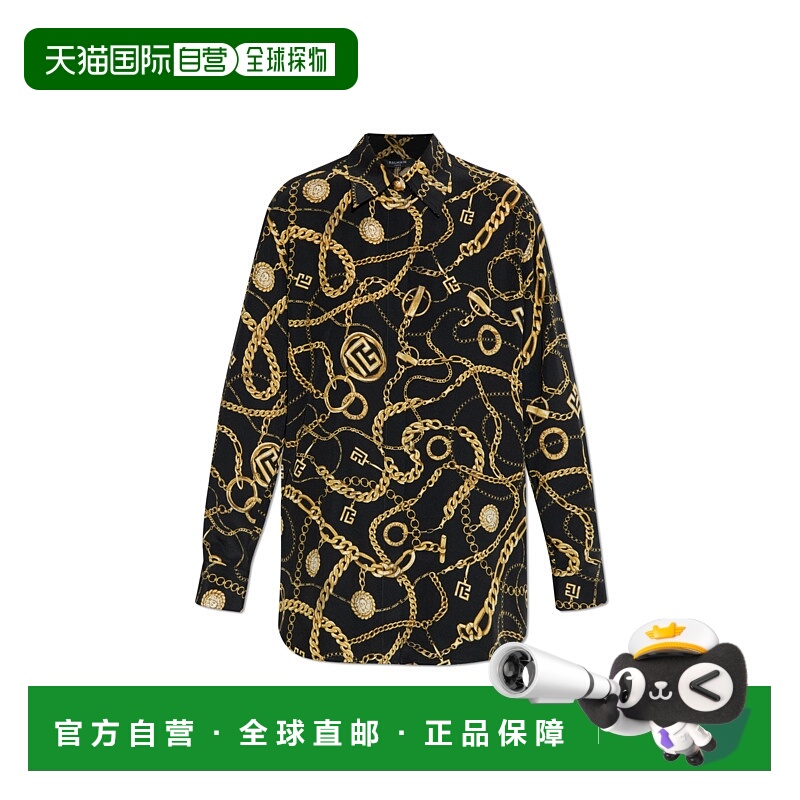 1h可退 BALMAIN 女士衬衫 FF1HS435SF00EAD AW2025 黑色 Silk shi