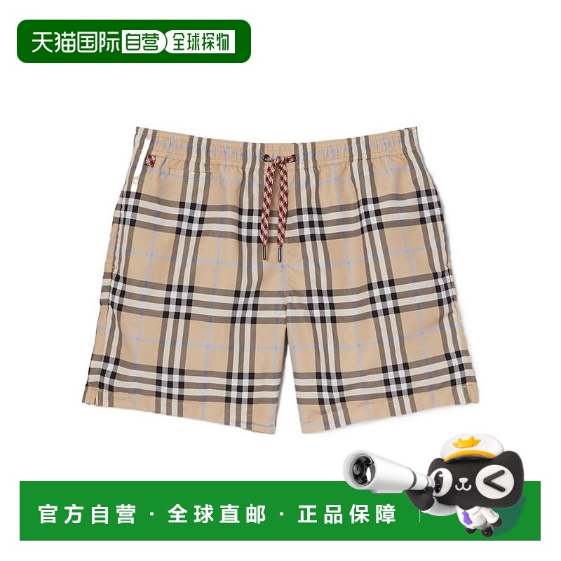 1h可退 BURBERRY 男士泳装 80391981 SS2021 花色 格纹印花抽绳泳