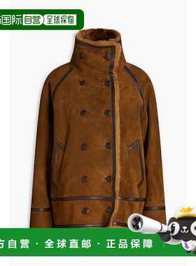 1h可退 潮奢 Sandro 女士 双排扣毛羊皮夹克 SFPOU00575CAMEL外套