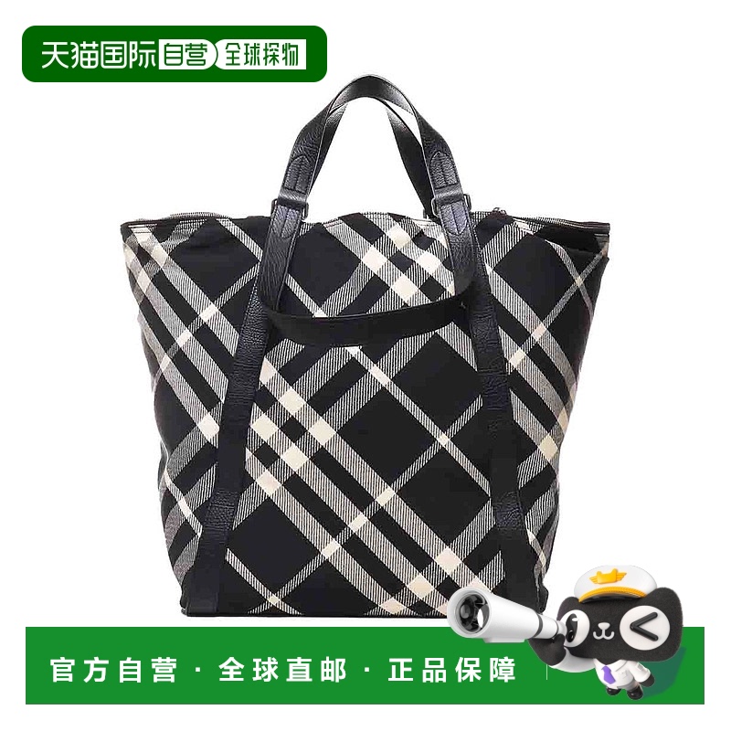 1h可退 BURBERRY 男士手提包 8086476 AW2024 黑色 Check Tote Ba