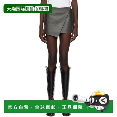 1h可退 潮奢 The Frankie Shop 女士 卡其色 Cleo Wrap 皮革短裙