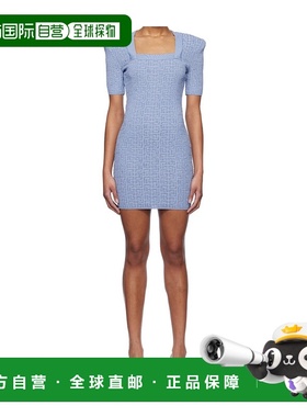 BALMAIN 女士连衣裙 EF1R6135KI02SPB SS2025 蓝色 短袖连衣裙