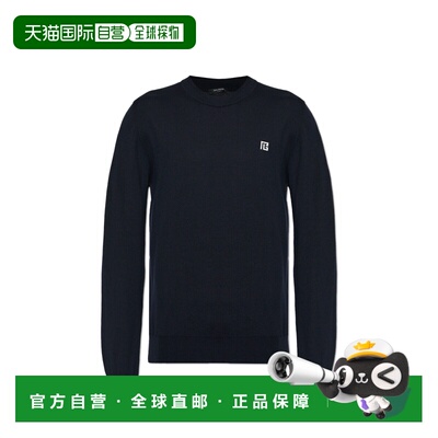 1h可退 BALMAIN 男士卫衣 GH1KD000KJ53SIV SS2026 黑色 长袖针织