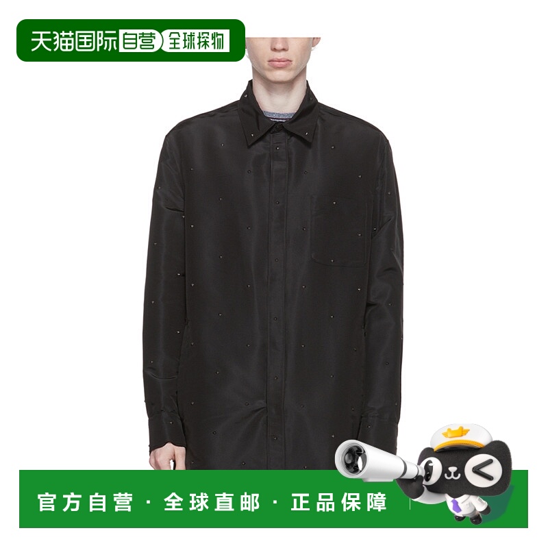 1h可退 VALENTINO 男士衬衫 1V3CIK998E50NO SS2023 黑色 真丝长