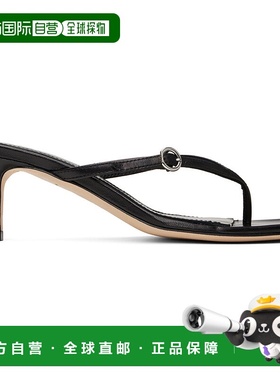 1h可退 潮奢 aeyde 女士 黑色 Leigh Leather Toe-Post 凉鞋 A11H