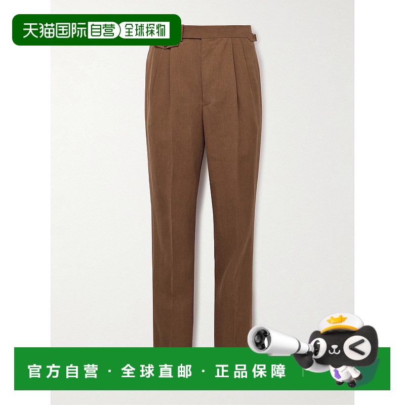 1h可退 潮奢 Dunhill 登喜路 男士 直筒褶裥亚麻西装裤 DU25RDT16
