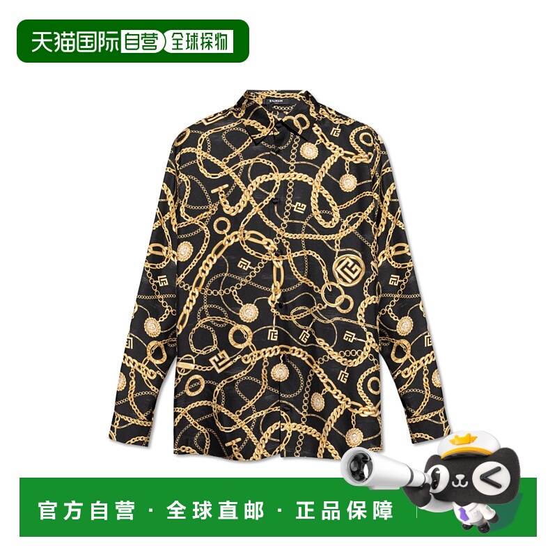 1h可退 BALMAIN 男士衬衫 FH1HS184SF12EAD AW2025 花色 印花真丝