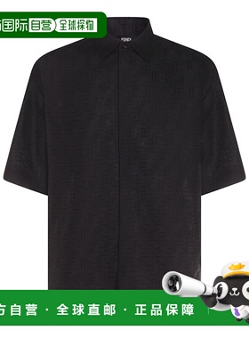 FENDI 男士衬衫 FS1317AU6YF0QA1 AW2025 黑色 LINEN FF JACQUARD