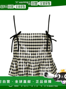 GANNI 女士背心吊带 F9701198 AW2024 黑色 Top a quadretti