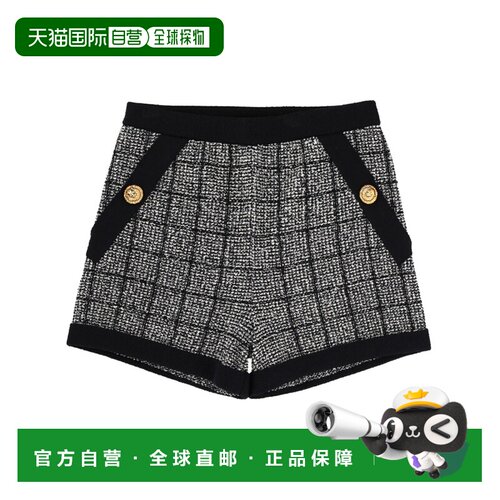 BALMAIN 女士休闲裤 GF1PA077KJ48EER SS2026 黑色 COTTON TWEED
