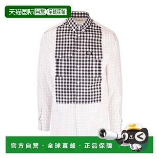 BURBERRY 男士衬衫 45630481 AW2023 白色 格纹细节纽扣衬衫长袖